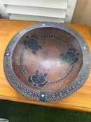 Pacific Island Hand-Crafted Turtle Bowl with Mother of Pearl Inlay