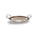 Oval silver-plated tray with two round handles on side