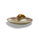 Small iridescent porcelain dish with gold plated platypus detail