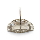Round square silver-plated tray with decorative openwork on edge plus adjustable handle