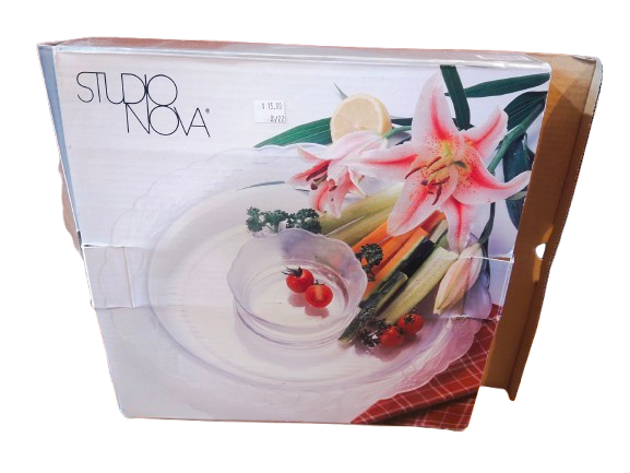 Studio Nova Fantasy Frosted Glass 14" Chip & Dip Platter With 5" Dip Bowl
