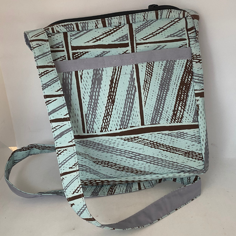 Blue Indigenous Screen Printed Cotton Bag- Small