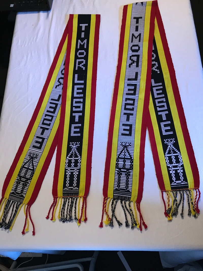 Fair Trade Timor-Leste Product: Selendang - Woven Scarf of National  Flag colors (Red, Yellow. Black and White)
