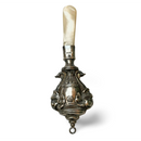Antique silver baby rattle with mother of pearl teething stick