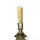 Antique silver baby rattle with mother of pearl teething stick