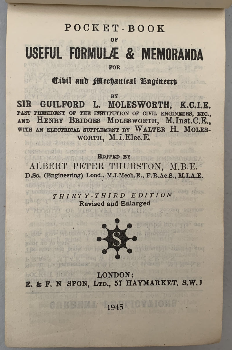 Molesworth's Pocket Book of Engineering Formulae