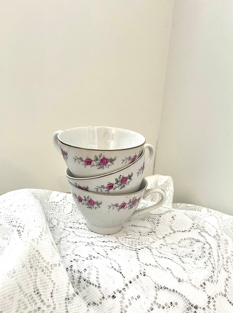 Floral Tea Cups (Set of 3)