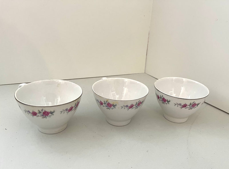 Floral Tea Cups (Set of 3)