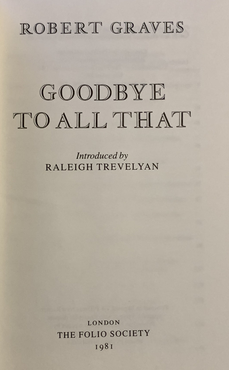 Goodbye To All That by Robert Graves