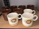 Japanese Dinner Set Teacups Set of 9 Brown and Sunflower