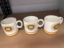 Japanese Dinner Set Teacups Set of 9 Brown and Sunflower