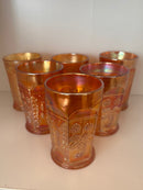 Set of 6 Vintage Orange Carnival Glasses