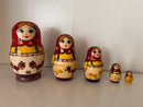 Traditional Wooden Nesting Doll with 5 Pieces - Red, yellow, purple