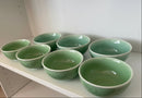 Green Rose and Leaf Small Bowl Set of 7