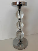 Pillar Candle Holder with Glass Ball Decoration