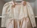 Beige Girls' Dress with Bow and Tulle