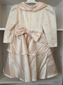 Beige Girls' Dress with Bow and Tulle