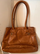 Colorado Tan Leather Handbag with Floral Design