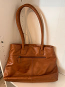 Colorado Tan Leather Handbag with Floral Design