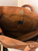 Colorado Tan Leather Handbag with Floral Design