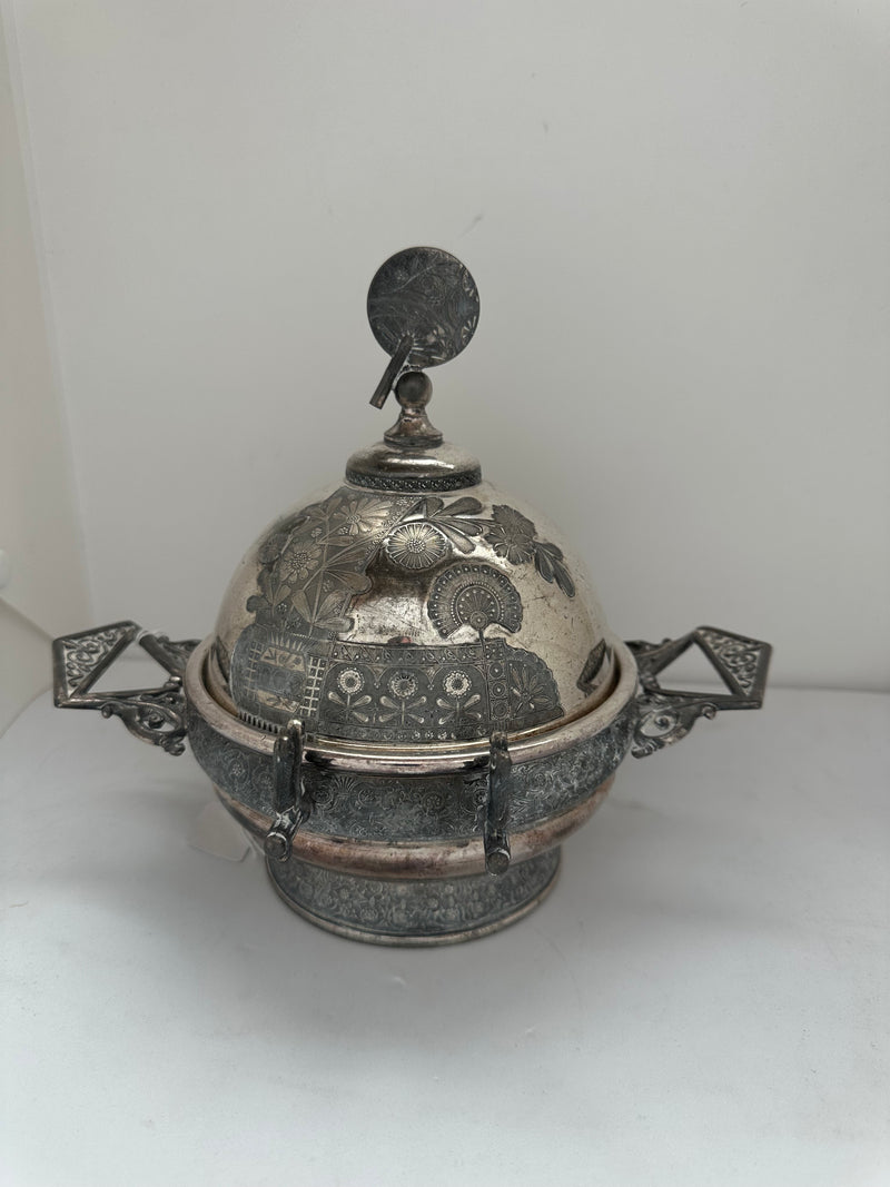 Antique Silver Meridien Butter Dome