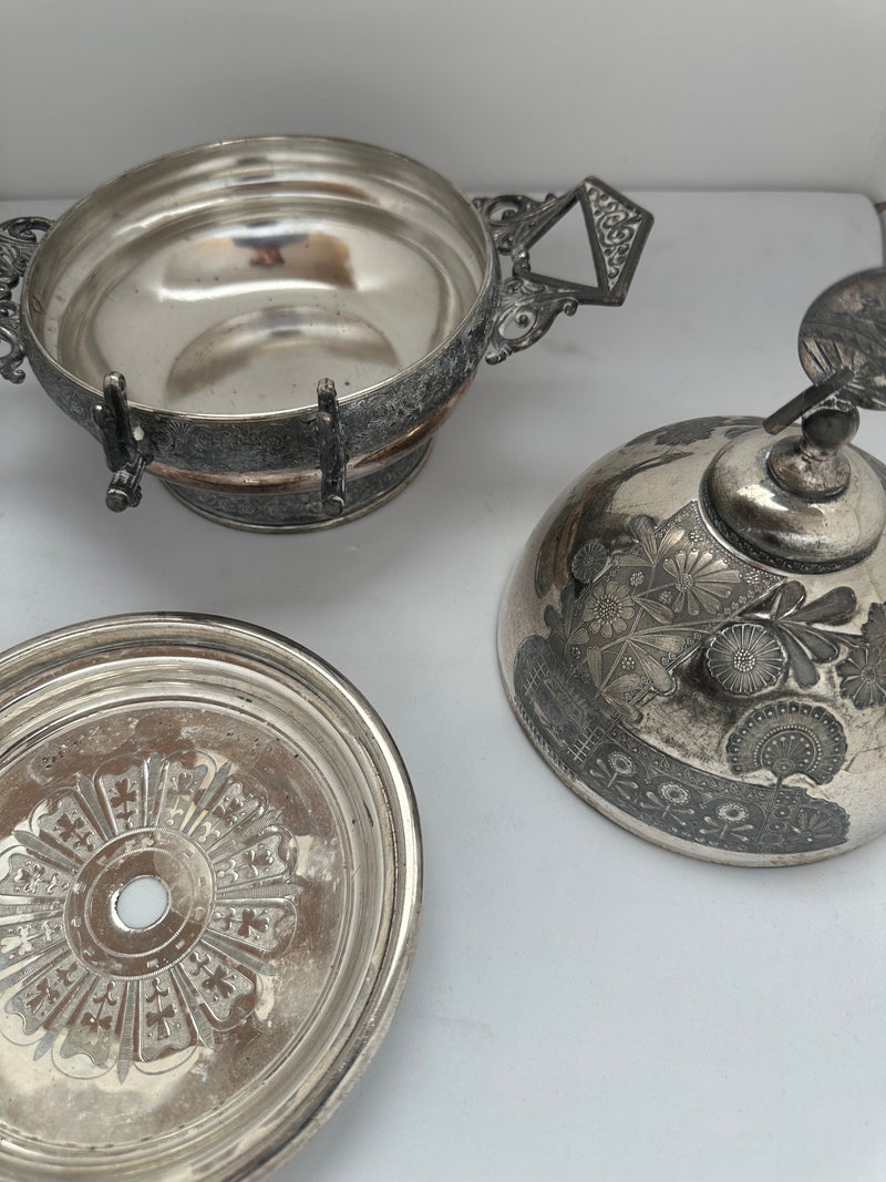 Antique Silver Meridien Butter Dome