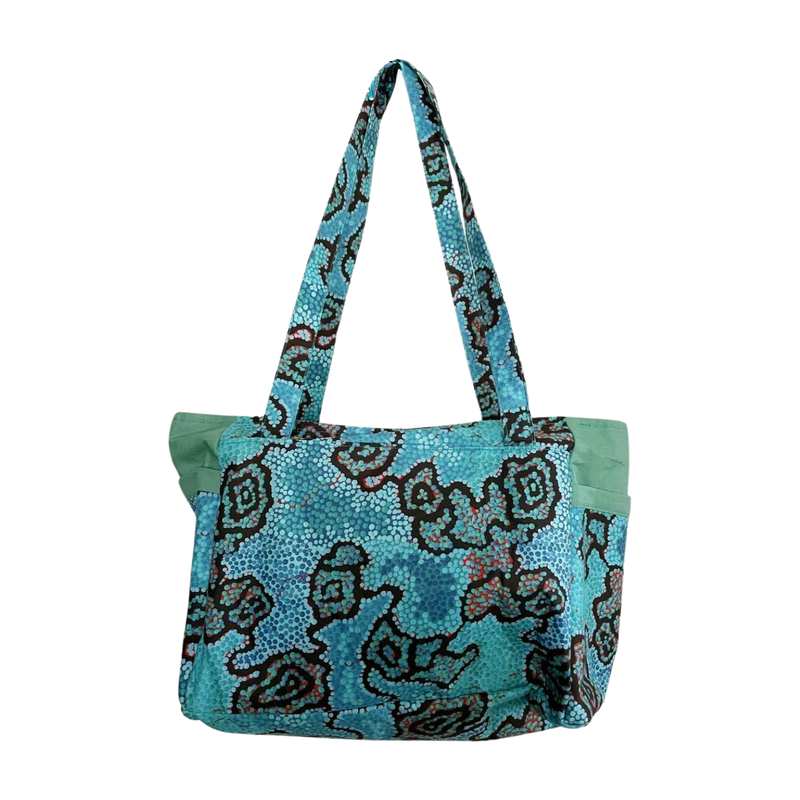 Fair Trade-Indigenous Textiles: Shoulder Bag - Aqua/Black/Red indigenous pattern