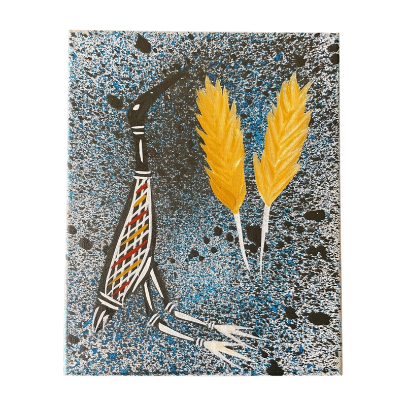 Fair Trade-Indigenous Textiles: Blue acrylic painting by Les Huddleston (Lipwurrunga)