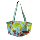 Fair Trade-Indigenous Textiles: Shoulder Bag - Light blue with fauna pattern