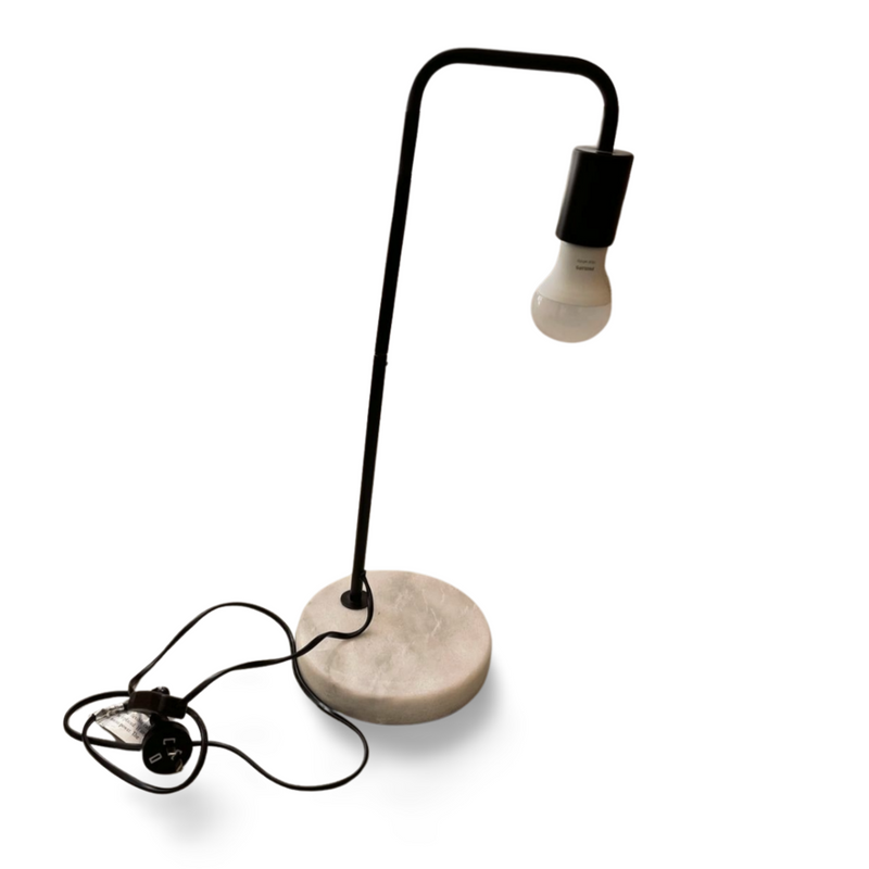 Pair of black modern lamps with white marble base