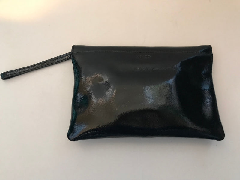 MIMCO Black Patent Exclamation Clutch Cocktail Evening Handbag