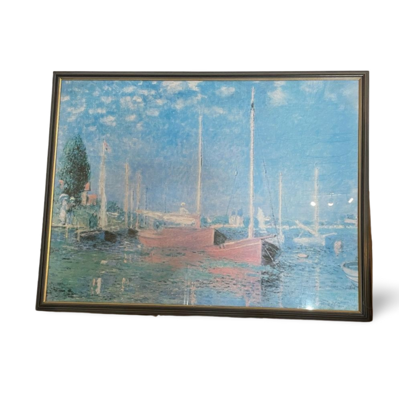Red Boats at Argenteuil, 1875 by Claude Monet, Large print in black frame