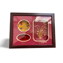 Nanjing Gold Foil Painting Stone and Embroidered Art in Timber Box Frame