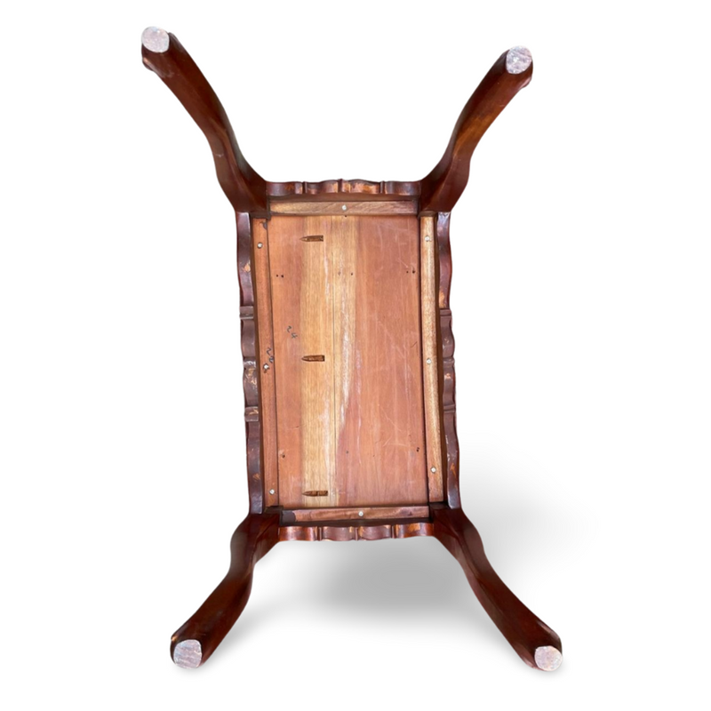 Nest of 3 wooden tables with cabriolet legs and carved floral details