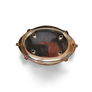 Oval silver-plated tray with two round handles on side