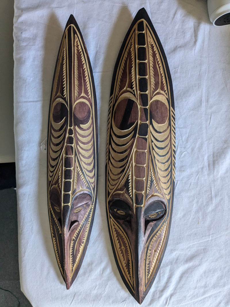 carved wooden tribal mask- paupa new guinea