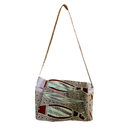 Fair Trade-Indigenous Textiles: Shoulder Bag - Periwinkle and brown with Australian fauna