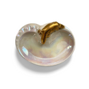 Small iridescent porcelain dish with gold plated platypus detail