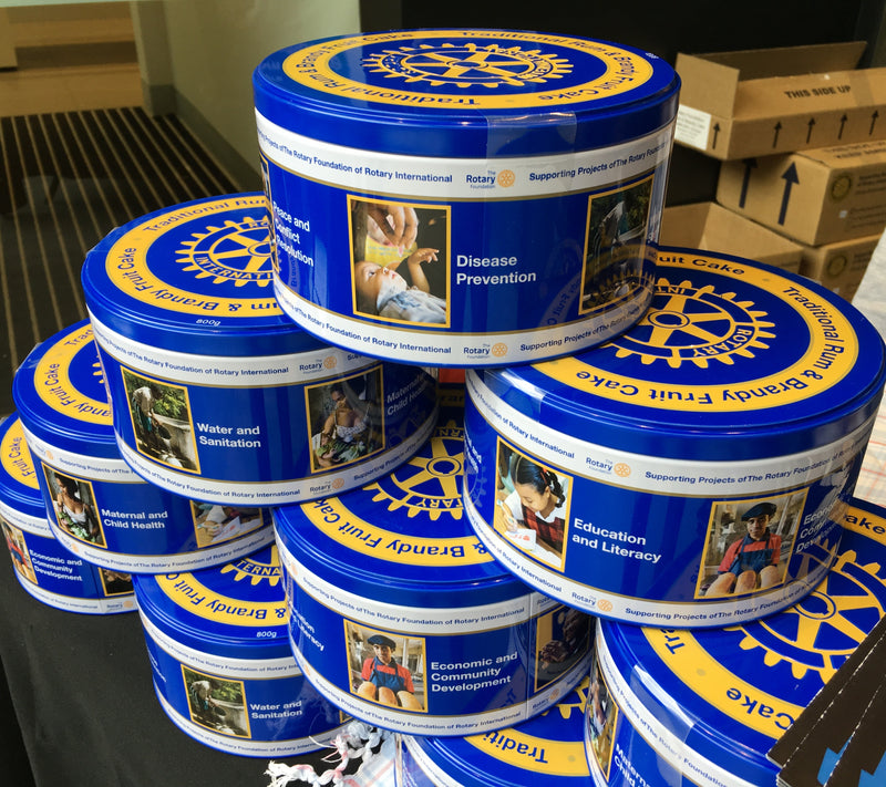 TIN- Delicious traditional Rum and Brandy Fruit Cake - Christmas - Rotary - 800g