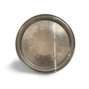 Round silver-plated tray with wreath and open work edge