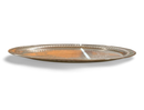 Round silver-plated tray with wreath and open work edge