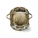 Round square silver-plated tray with decorative openwork on edge plus adjustable handle