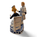 Vintage Royal Dux Bohemia Blue and White Aristocratic Couple Figurine Replica