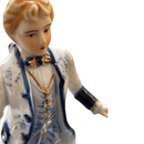 Vintage Royal Dux Bohemia Blue and White Aristocratic Couple Figurine Replica
