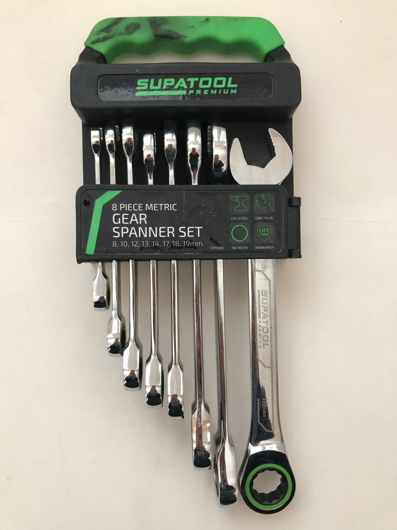 SUPATOOL Premium 8 Piece Single Way Metric Gear Spanner Set – STP3100 Taiwan Made