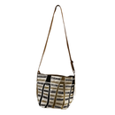 Fair Trade-Indigenous Textiles: Crossbody Bag - Taupe, White and Black mesh pattern