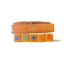 Vintage bakelite butterscotch poker dice set with leather case