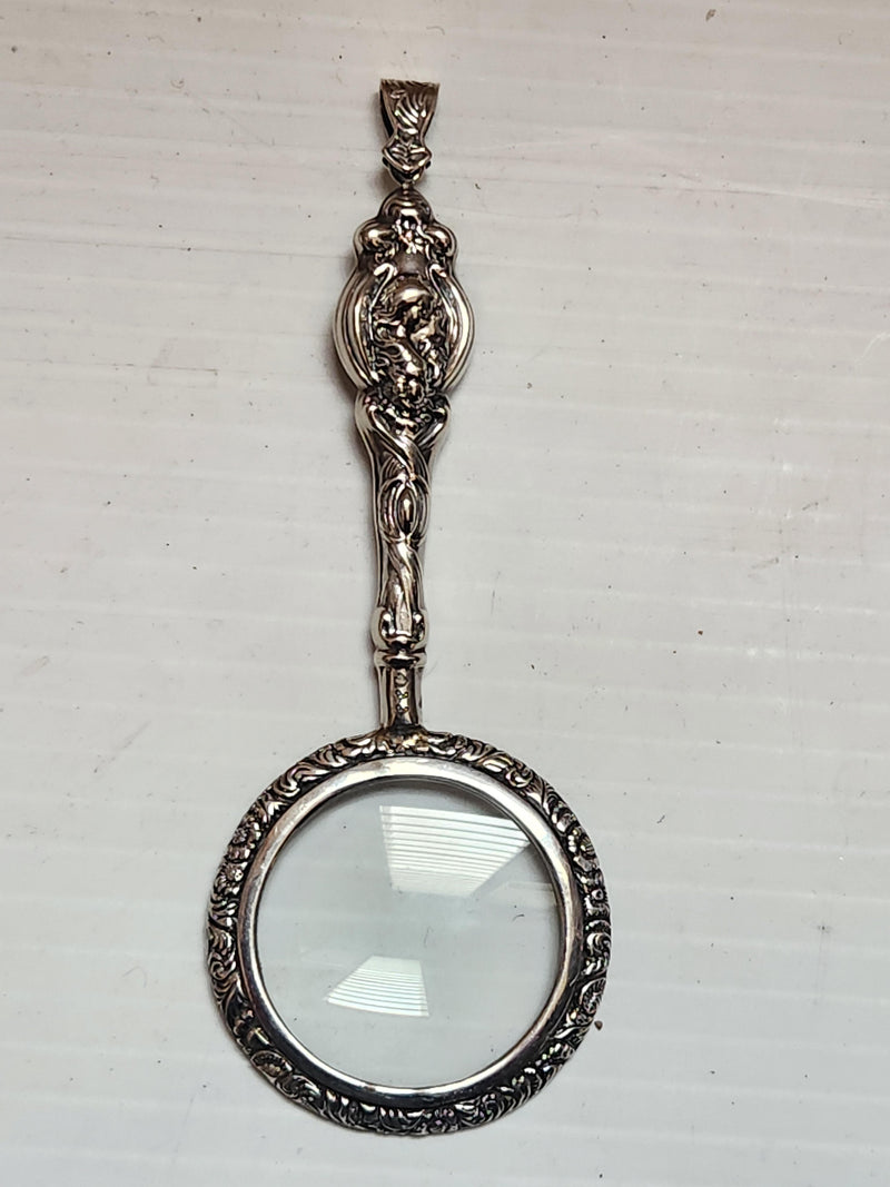 Sterling Silver He loves me Magnifying glass pendant